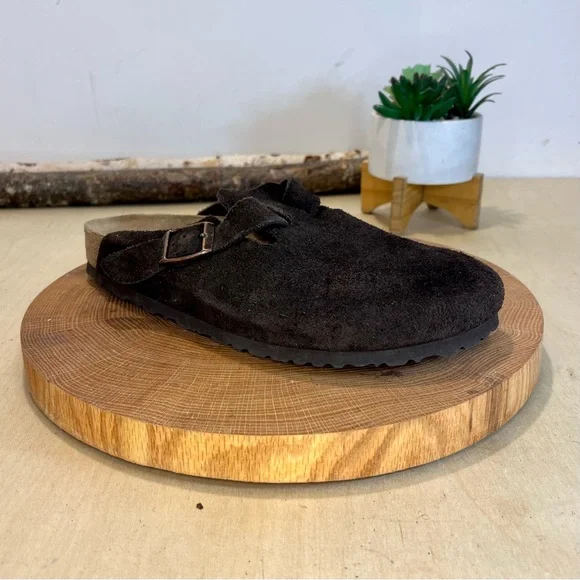 *Birkenstock | SINGLE RIGHT Boston Clogs in Brown Suede Size 40/9 Narrow - Picture 2 of 11